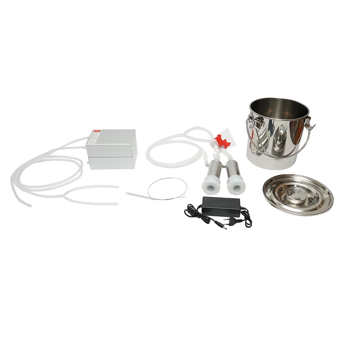 Aparat de muls portabil 60W cu 1 post pentru vaci, bidon inox 7L
